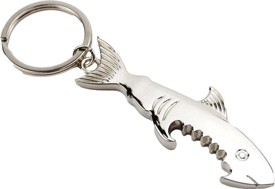 Zilverkleurige Haai Sleutelhanger Flesopeners Unieke Accessoires voor Gemak en Stijl Set van 4