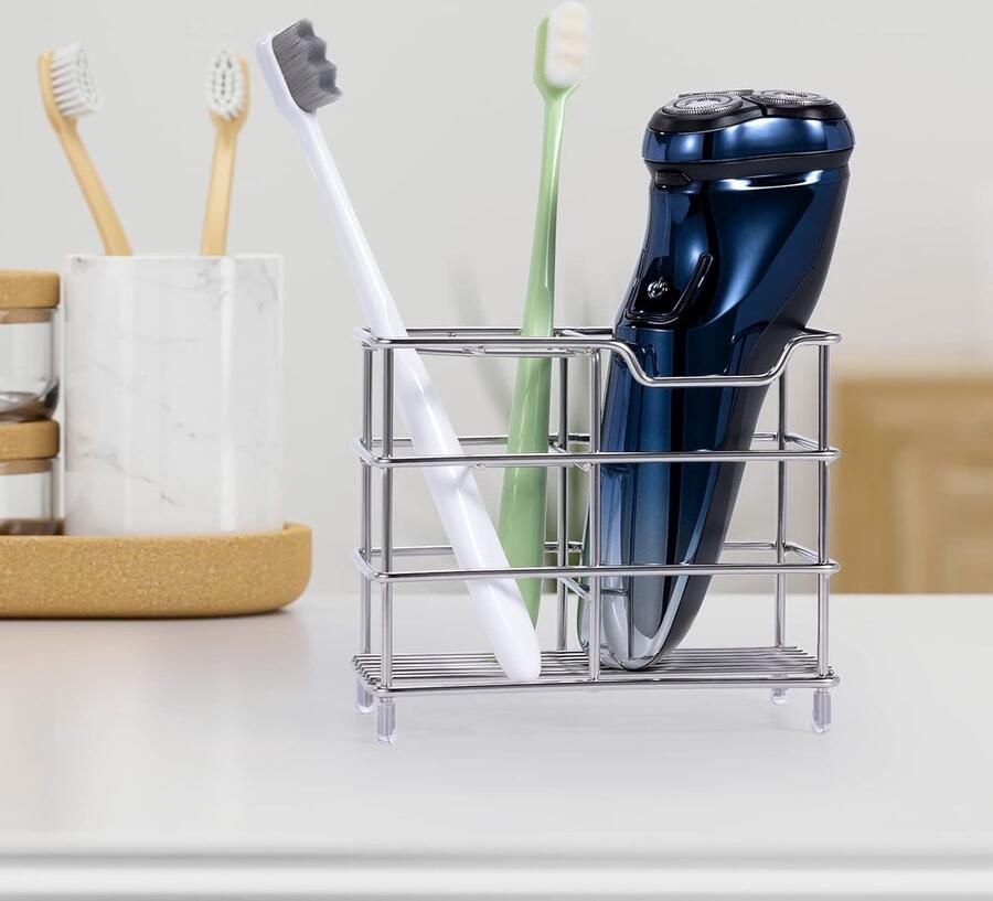 (zilver)Tandenborstelhouder voor badkamers Tandenborstel doosje Tandenborstel koker roestvrijstalen tandenborstel- en tandpastahouder elektrisch tandpastarek