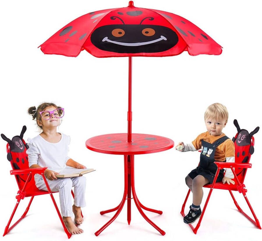 Zitgroep kinderen kinderset tuinmeubelen kindermeubilair tuinset camping set met parasol inklapbaar