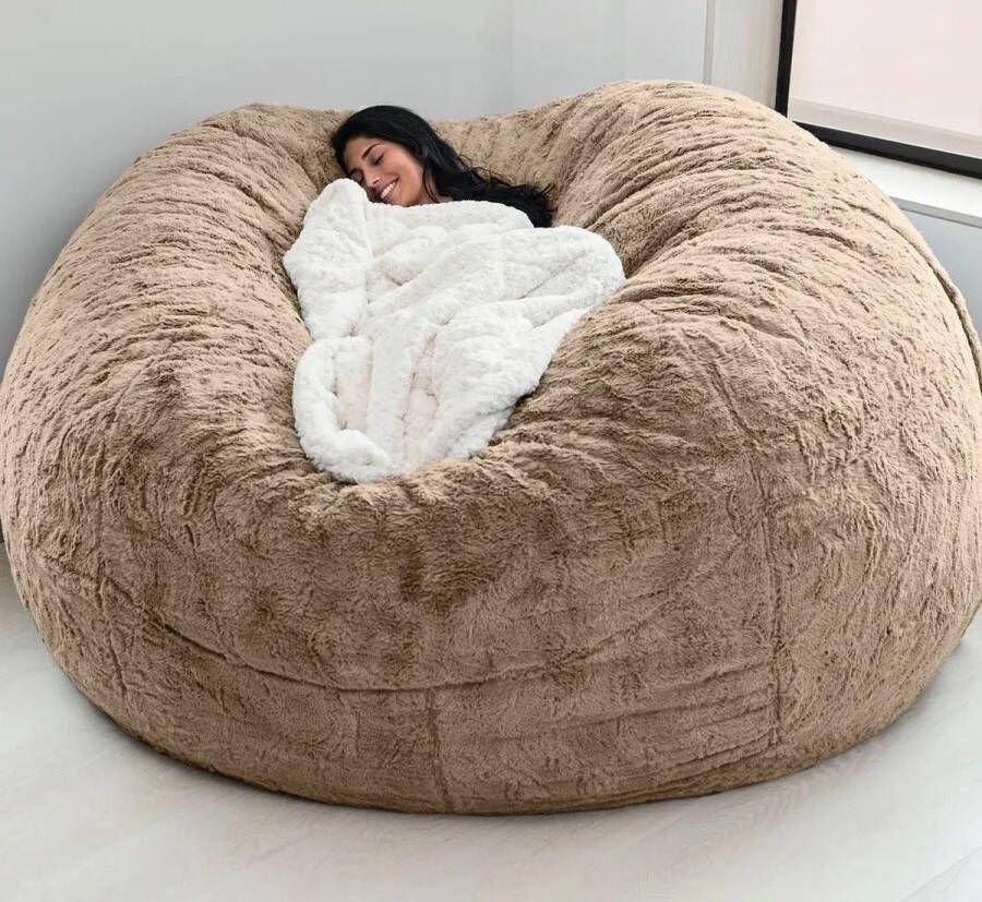Zitzak Bean Bag XXL-zitzak Fatboy zacht behaaglijk zitzak stoelovertrek voor volwassenen (zonder vulling) wasbaar 150 x 75 cm lichtbruin