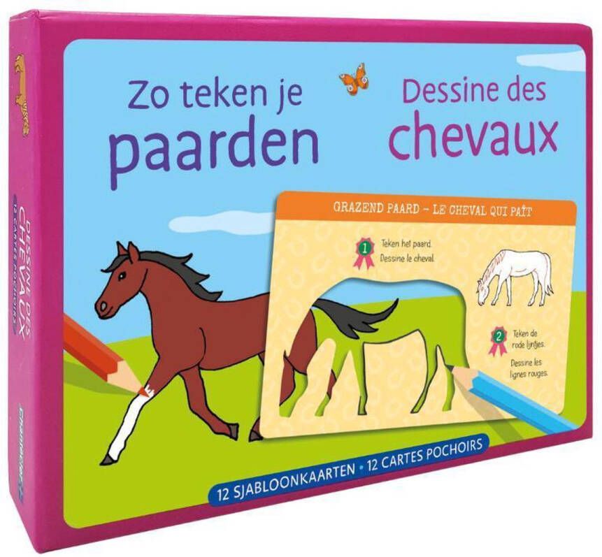 Zo teken je paarden 12 sjabloonkaarten Dessine des chevaux – 12 cartes pochoirs