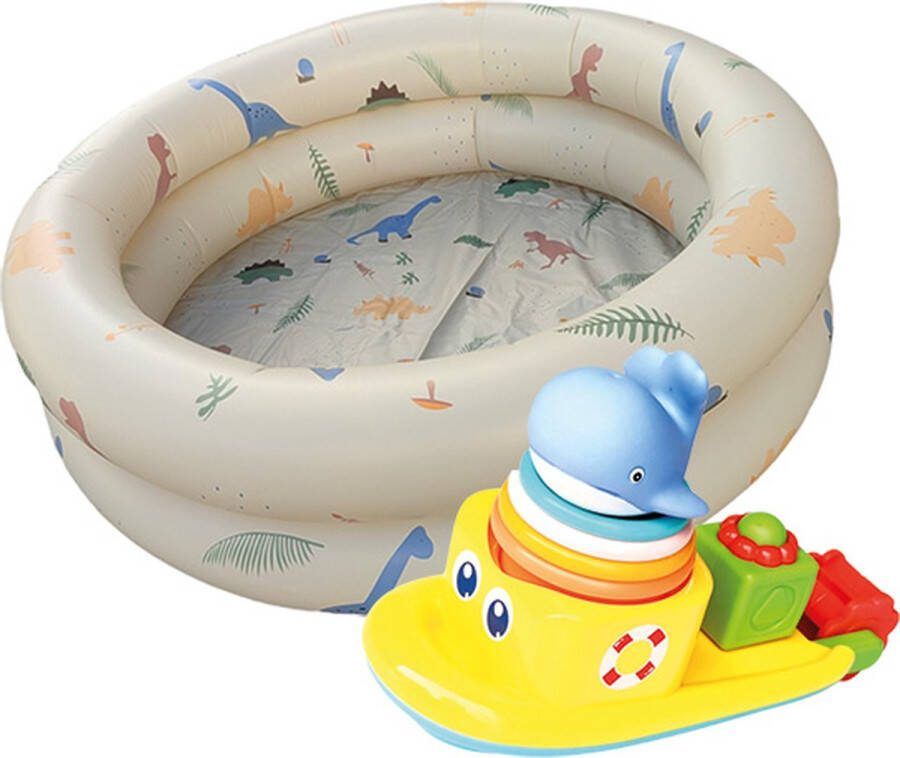 Zomer set Zwembad Dino + Badboot Zwembad voor kinderen opblaasbaar Ø 90cm Badspeelgoed