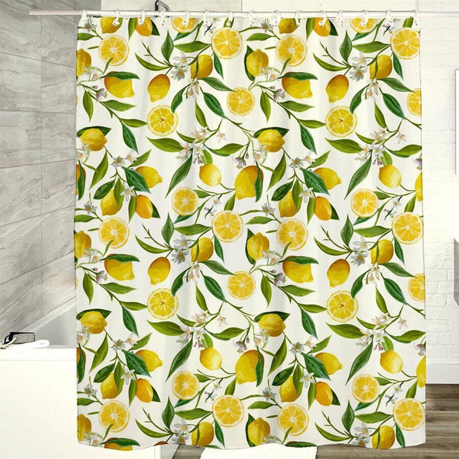Zomerbloem douchegordijn 120 x 180 cm zomergordijn met haken polyester waterdicht badkuipdecoratie voor thuis