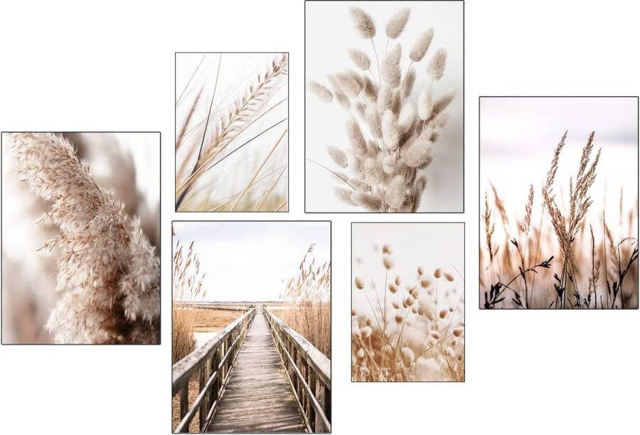 Zonder fotolijst decoratieve wandafbeelding; modern in de woonkamer slaapkamer grote fotoset stijlvolle wandposter wandafbeeldingen set 6 stuks planten