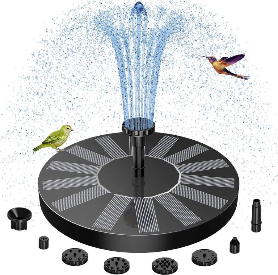 Zonne-energie fonteinpomp met 6 spuitmonden drijvende waterfontein voor vijver vogelbad tuin zwembad en aquarium fonteinpomp