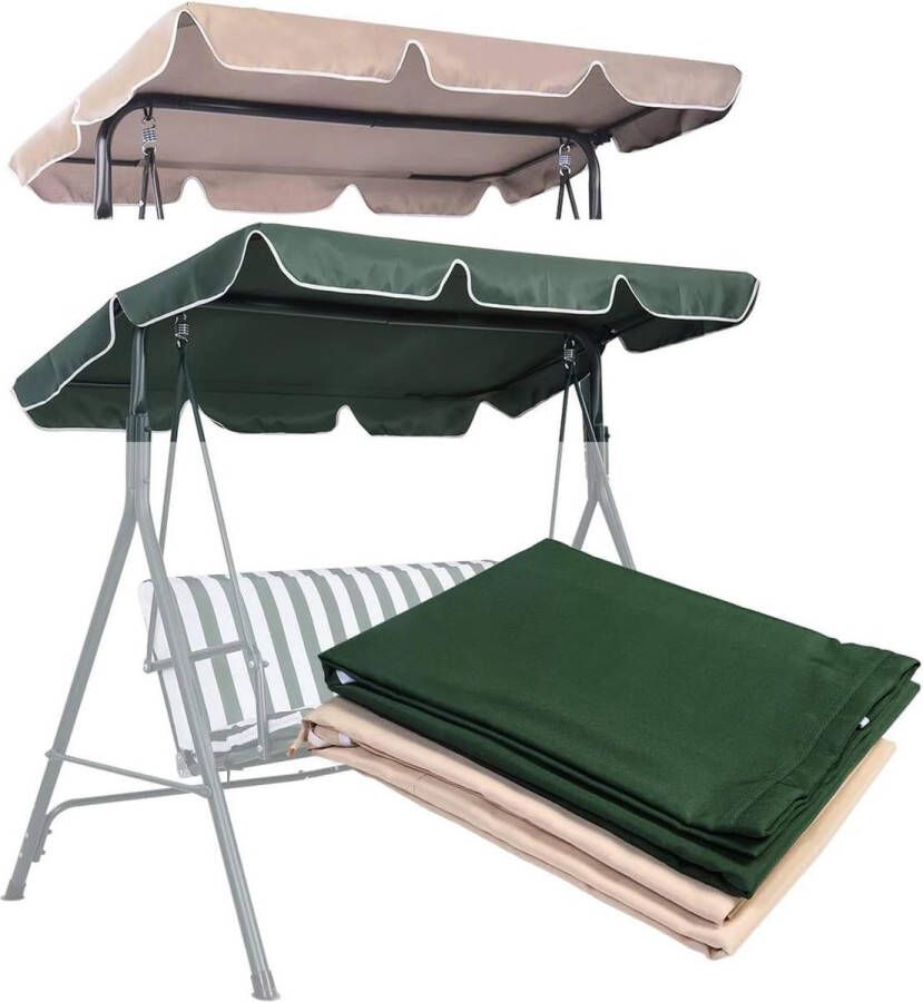 Zonnedak voor schommelbank universeel vervangend dak Erastz-overtrek dakbekleding waterafstotend en uv-bescherming afmetingen (196 x 109 cm beige)