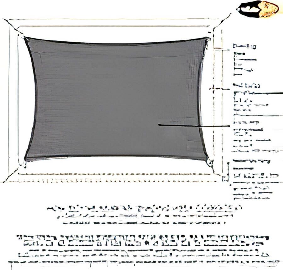 Zonnedoek incl bevestigingstouwen HDPE weerbestendige ademende rechthoek 3 x 4 m antraciet