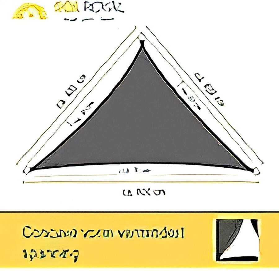 Zonnedoek PES driehoek rechthoekig 2 5x2 5x3 5m lichtgrijs UPF 50+ zonnebescherming incl bevestigingstouwen