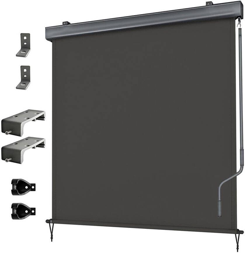 Zonneluifel Verticaal Zonnescherm Balkon Schermen Zonwering Markies Terras Scherm 250x140cm Antraciet Privacy
