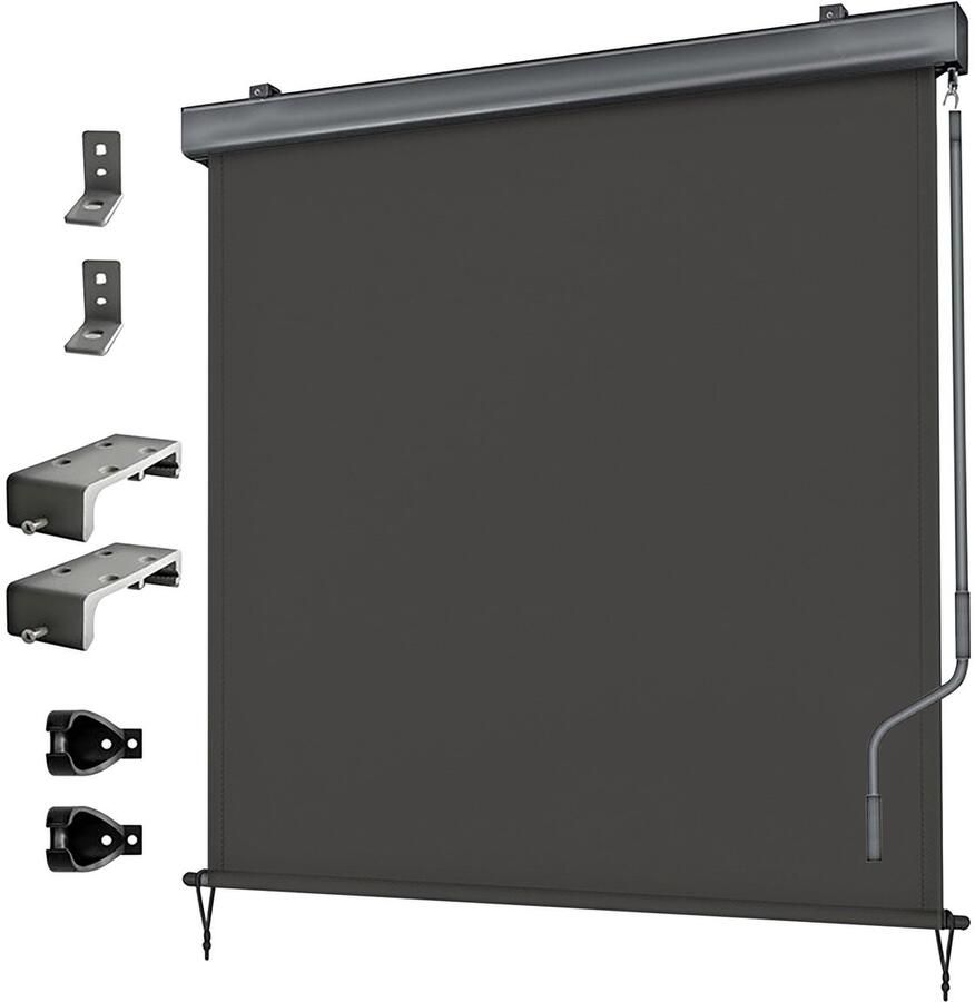 Zonneluifel Verticaal Zonnescherm Balkon Zonwering Markies Terras 250x200cm Antraciet Privacy