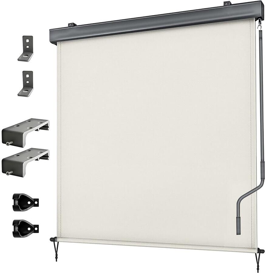 Zonneluifel Verticaal Zonnescherm Balkon Zonwering Markies Terras 250x160cm Beige Privacy