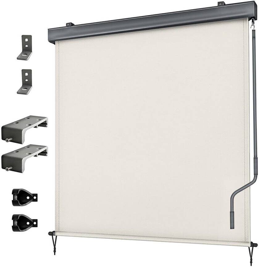 Zonneluifel Verticaal Zonnescherm Balkon Zonwering Markies Terras 250x180cm Beige Privacy