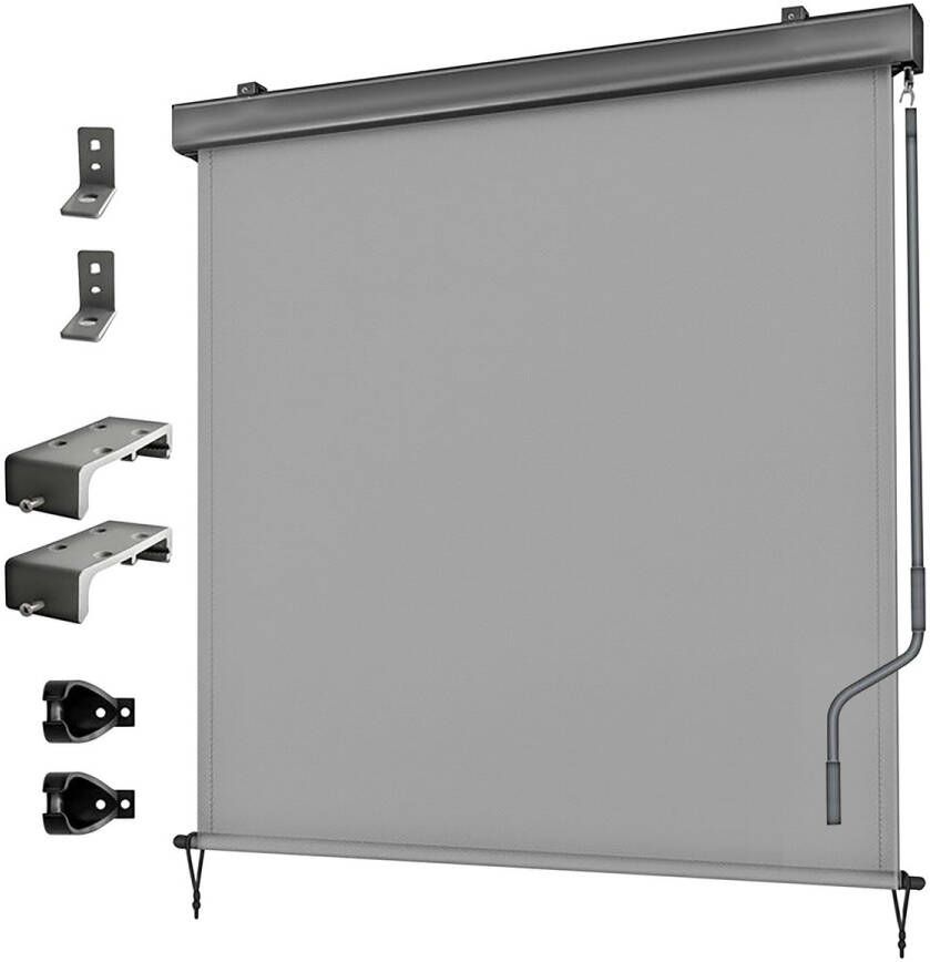 Zonneluifel Verticaal Zonnescherm Balkon Zonwering Markies Terras 250x180cm Grijs Privacy