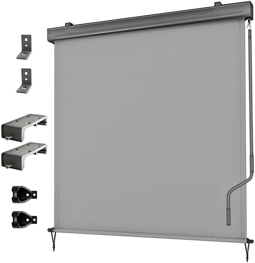 Zonneluifel Verticaal Zonnescherm Balkon Zonwering Markies Terras 250x200cm Grijs Privacy