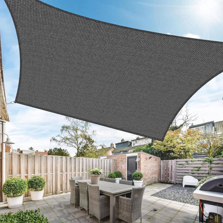 Zonnescherm rechthoekig 2x3m waterdicht schaduwdoek 185g m² HDPE UV-bescherming voor tuin terras zwembad Antraciet