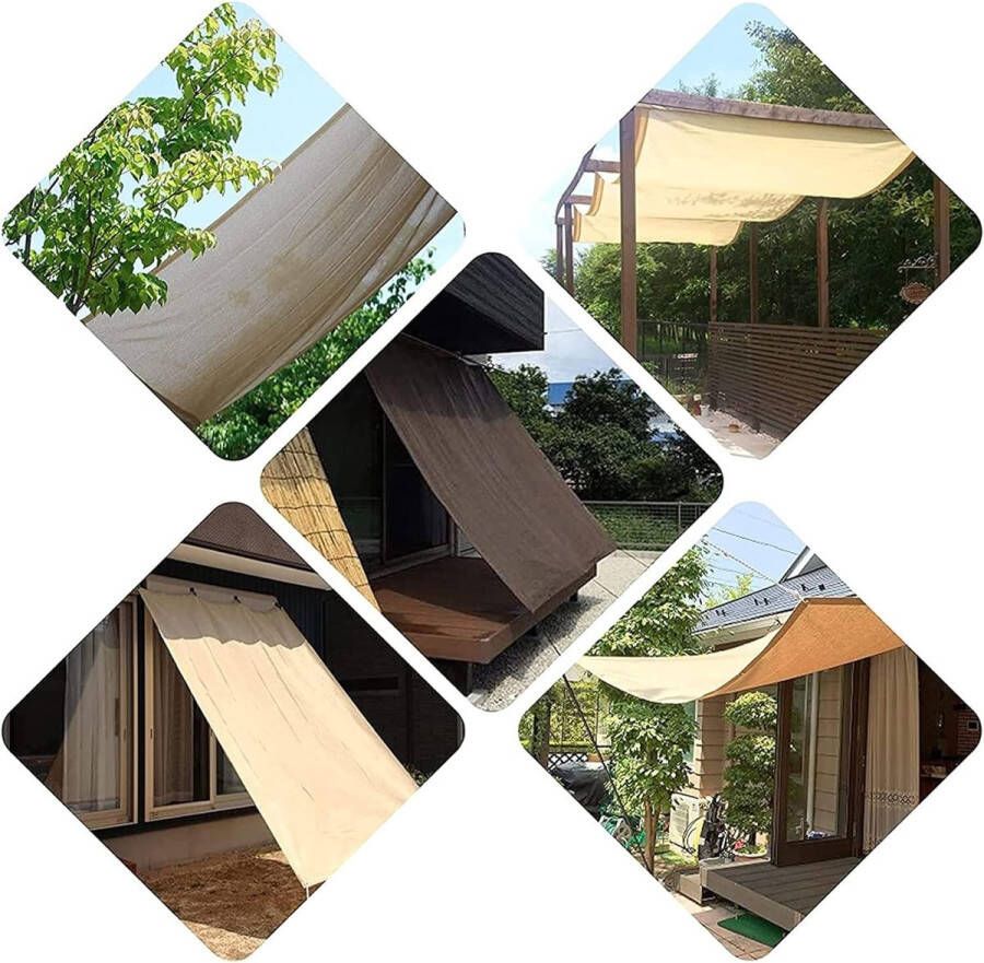 Zonnescherm vierkant waterafstotend schaduwdoek zonnezeil 1.5x2M 98% Schaduwdoek van stof 95% UV Awnings Zonnezeil Rechthoekige Luifel incl bevestigingstouwen Creme Kleur