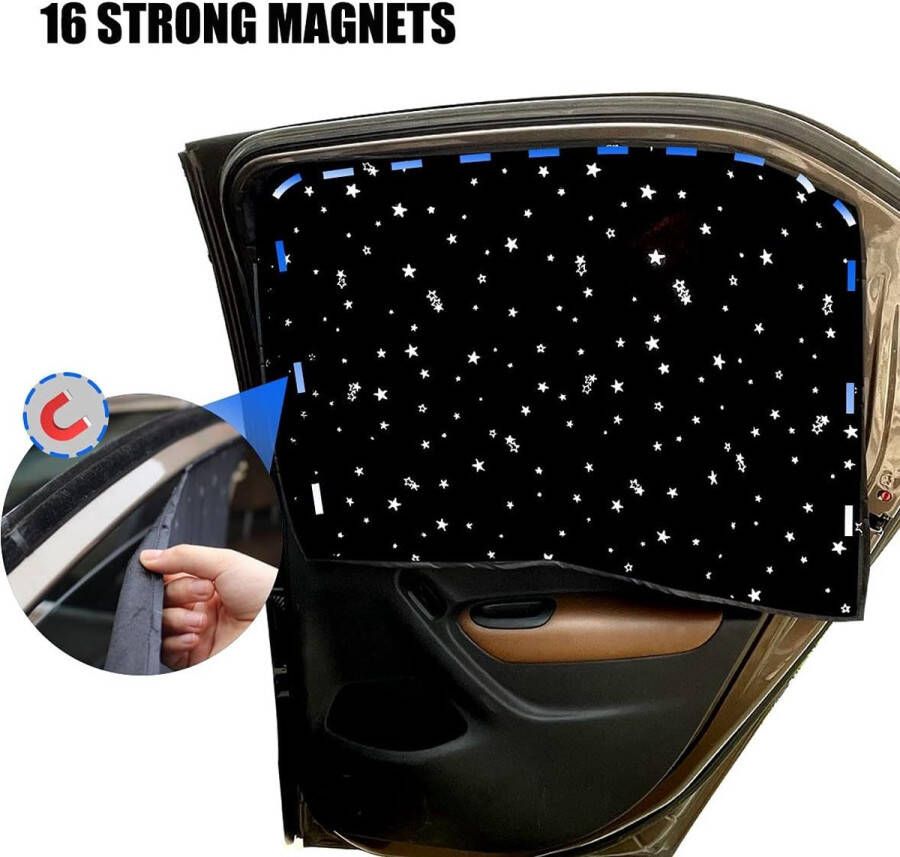 Zonnescherm voor de auto voor baby's kinderen magnetische zonwering voor uv-bescherming zijruit zonwering 2 stuks