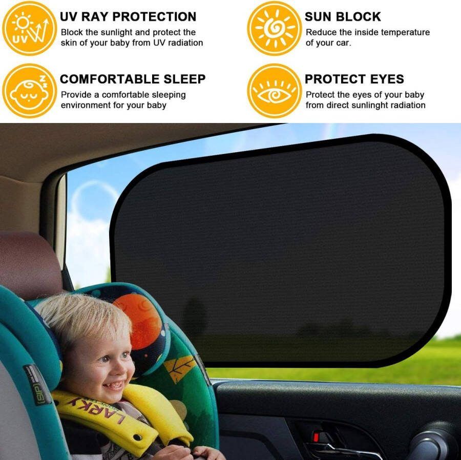 Zonnescherm voor in de auto voor baby s en kinderen met gecertificeerde uv-bescherming zelfklevende zonwering (M)