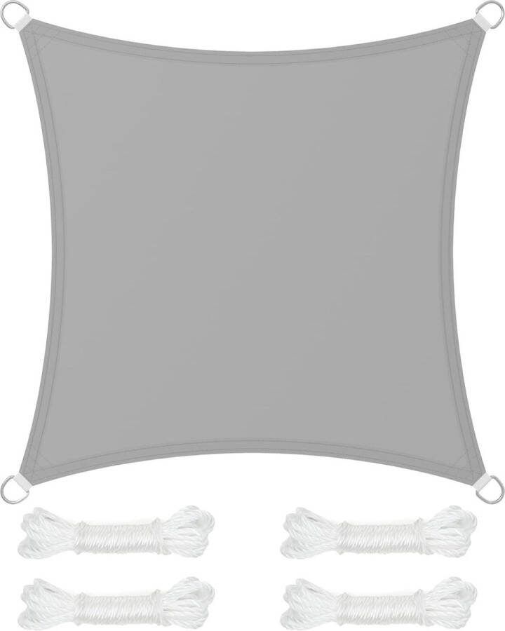 Zonnescherm waterdicht tot ten minste 1.000 mm waterkolom 93% UV-bescherming zonwering van scheurbestendig polyester weerbestendig tuin balkon terras camping 3 x 3 m lichtgrijs