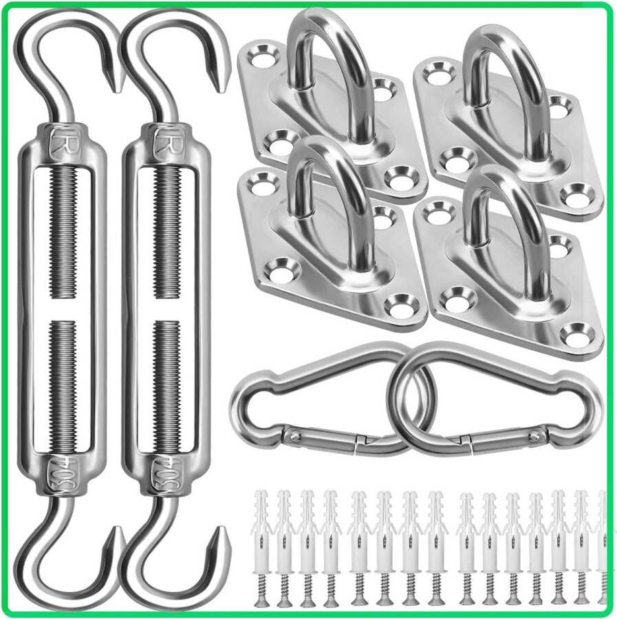 Zonnescherm Zeilbevestiging Kit 304 Rvs Zonnescherm Zeil Hardware Kit 40 Stks Installatie Hardware Accessoires Kit Luifel Attachment Set voor Tuin Driehoek en Vierkant