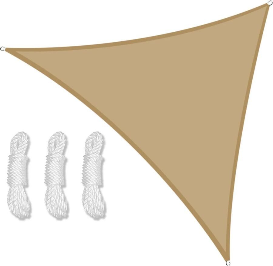 Zonnescherm Zonnedoek 2x2x2m Gecoat Polyester Waterbestendig Inclusief Haken aan Uiteindes Zandkleurig
