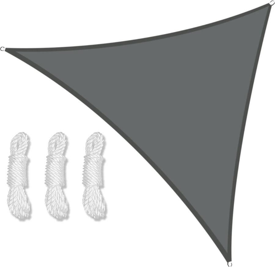 Zonnescherm Zonnedoek 3x3x3m Gecoat Polyester Waterbestendig Inclusief Haken aan Uiteindes Grijs