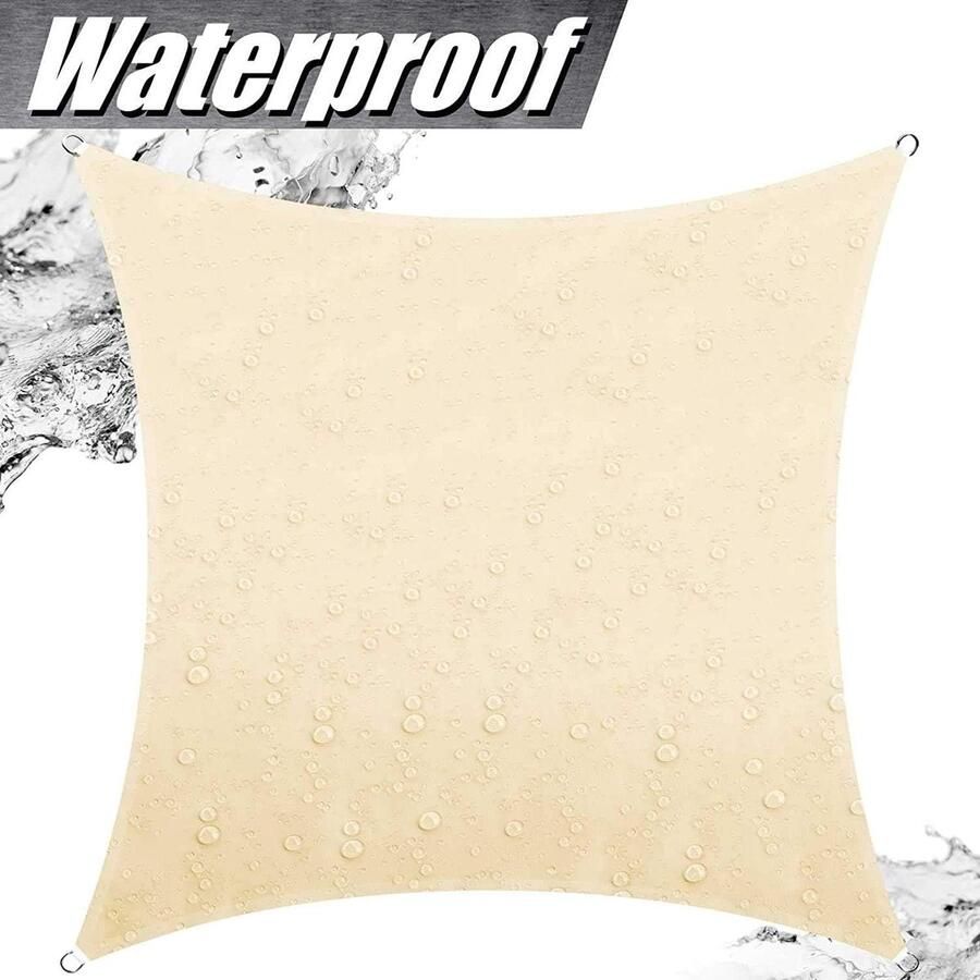 Zonneschermzeil 2 5 x 3 m waterdicht 98% UV-werend zonnescherm 120 g m² zonnescherm voor buiten tuin patio tuin feest (crème)