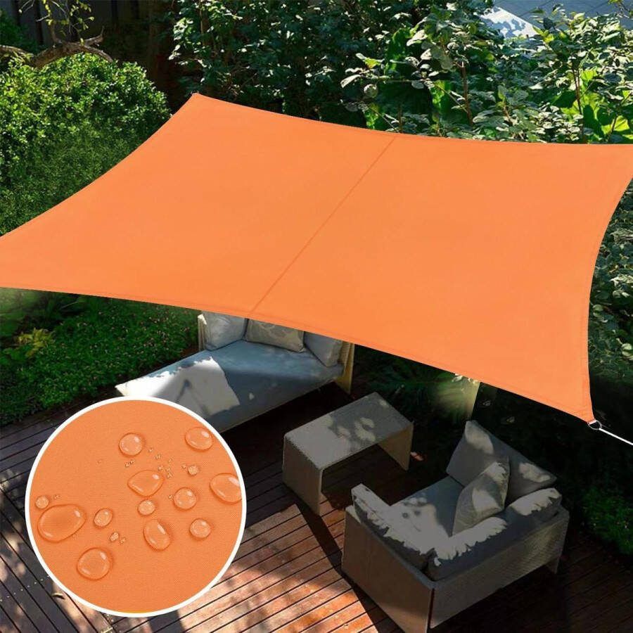 Zonneschermzeil 2 x 3 meter rechthoekig waterdicht UV-blokkerend voor achtertuin terras zwembad camping oranje Shade Sail