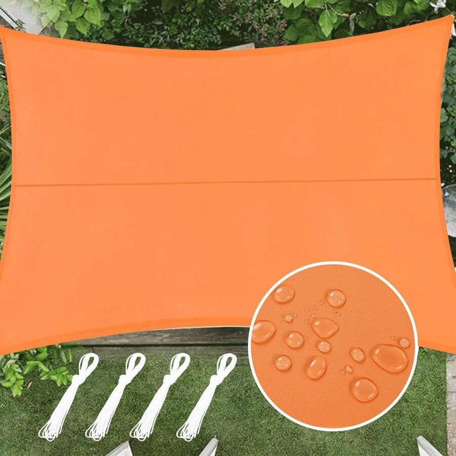 Zonneschermzeil 3 x 4 meter rechthoekig waterdicht schaduwzeilen voor patio's tuinzonnescherm UV-blokkerende zonneschermen voor achtertuin terras zwembad camping oranje