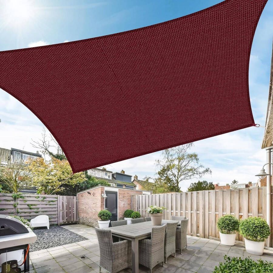 Zonnezeil 3 6 x 4 8 m rechthoekig zonwering tuin balkon en terras 95% uv-bescherming 185 g m² hoge dichtheid waterdoorlatend voor patio pergola achtertuin buiten terracotta kleur