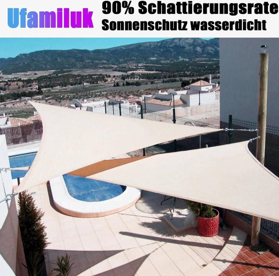 Zonnezeil driehoekig waterdicht 1 6 x 1 6 x 1 6 m zonnezeil balkon regenbescherming 95% UV-bescherming windscherm overkapping zeil voor tuin terras outdoor camping patio zwembad wit