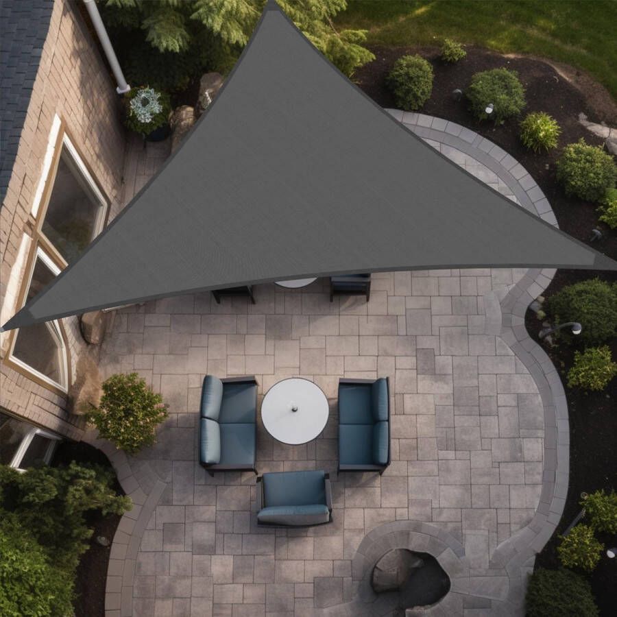 Zonnezeil driehoekig zonnezeil 5 x 5 x 5 m waterdicht schaduwzeil tuinluifel 98% UV-blokkering met gratis touw driehoekig zonnezeil voor buiten terras tuin pergola balkon feest