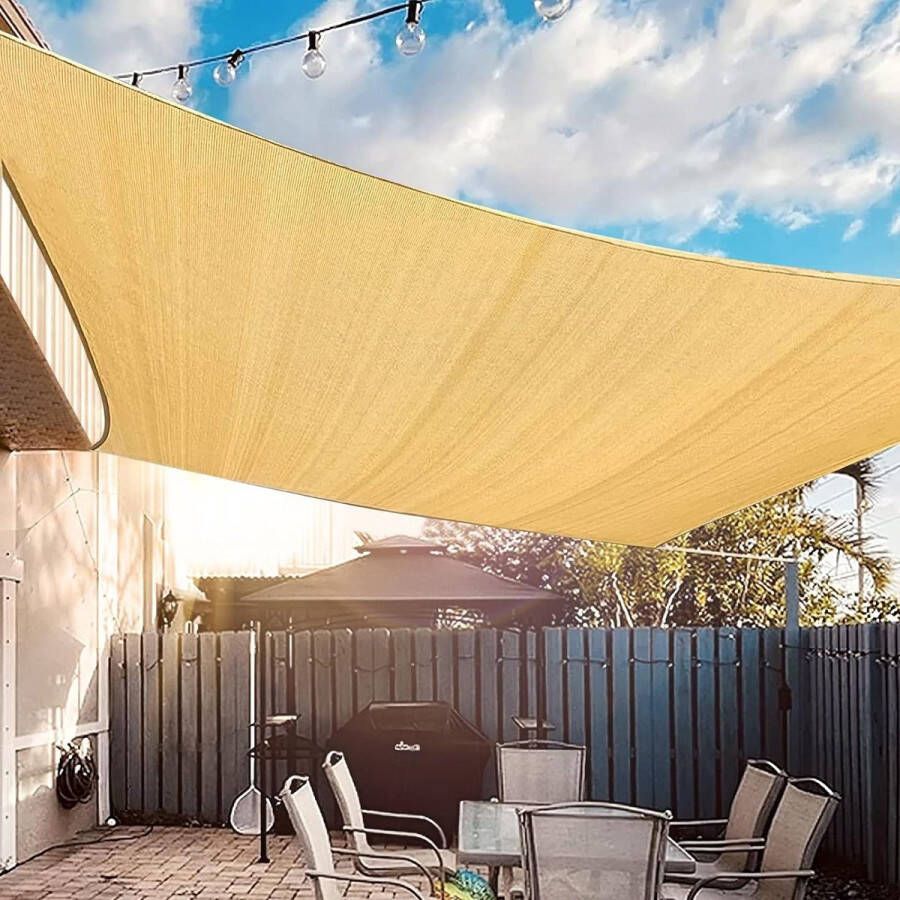 Zonnezeil rechthoekig 2 x 3 m UV-bescherming ademend terras tuin pergola achtertuin zandkleur Shade Sail