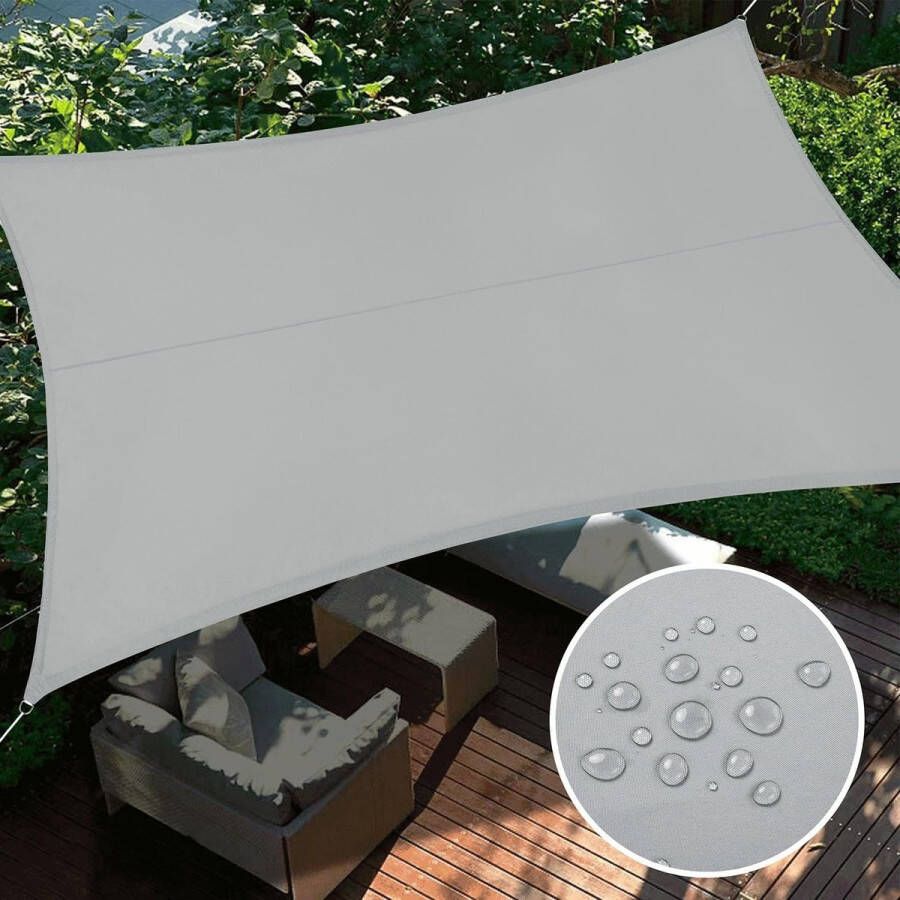 Zonnezeil waterdicht rechthoekig 3 x 4 m zonwering uv-bescherming windscherm polyester zonnezeil weerbestendig outdoor zonnescherm voor terras tuin balkon grijs
