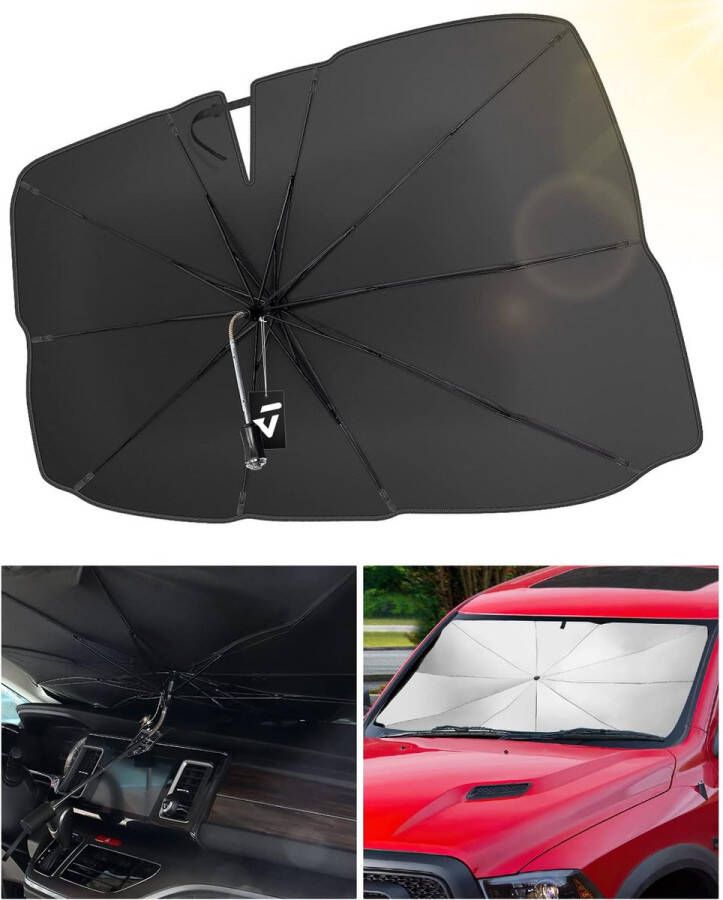 Zonwering auto voorruit met uv-bescherming voor voorruit parasol met verstelbare stang voor de meeste auto's en SUV's