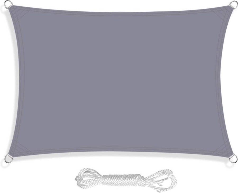 Zonwering zeil waterbestendig outdoor tuin patio partij zonnebrandcrème luifel 98% uv-blok met gratis touw 3X4M Grijs Beste kwaliteit Shade Sail