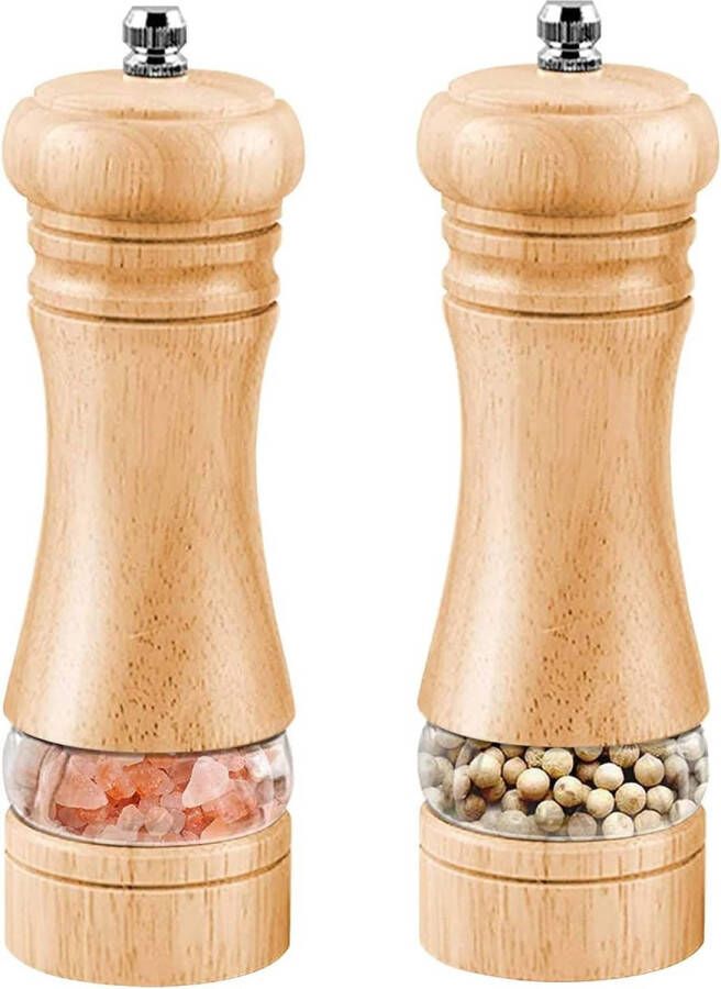 Zout- en pepermolen handmatige zoutmolen houten kruidenmolen keramisch maalwerk set van 2 peperstrooier ook als keukenopslag en prganisatie 16 7 cm