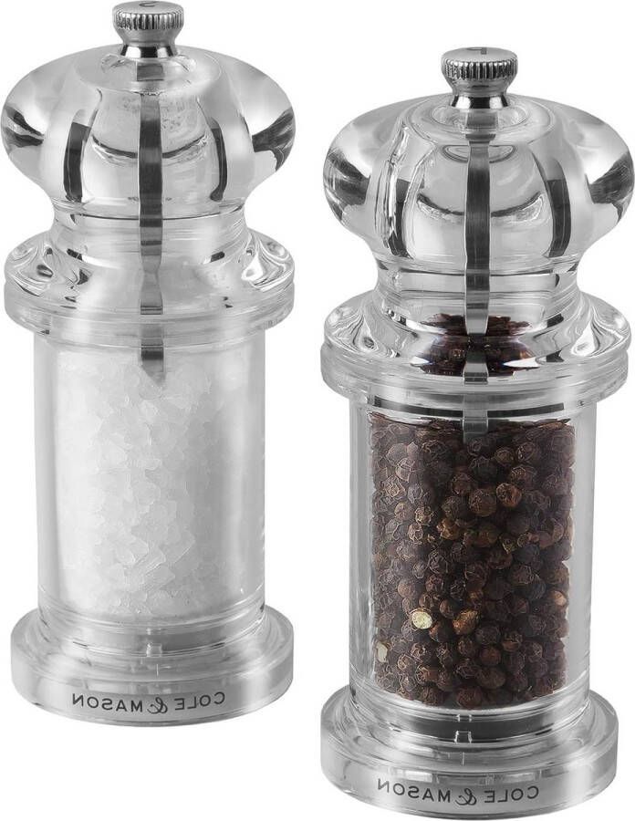 Zout & Pepermolen Precision+ Instelbare Maling Acryl 140mm Inclusief 2 x Molens Levenslange Garantie op Mechanisme