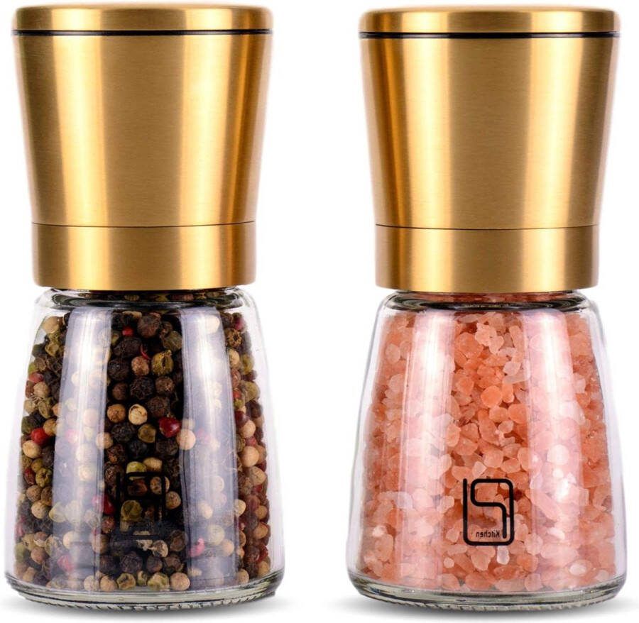 Zout- en Pepermolen Set Goud Verstelbaar Keramische Molen Gouden RVS Zoutmolen Pepermolen Luxe keukenaccessoires in Premium Kwaliteit salt and pepper grinder set copper