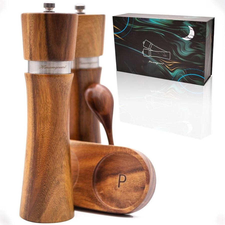 Zout en pepermolen set Peper Zoutmolen Acaciahout 22 cm Geschenkdoos Verpakking Houten Pepermolen Zout En Pepermolen Set Hout Plateau