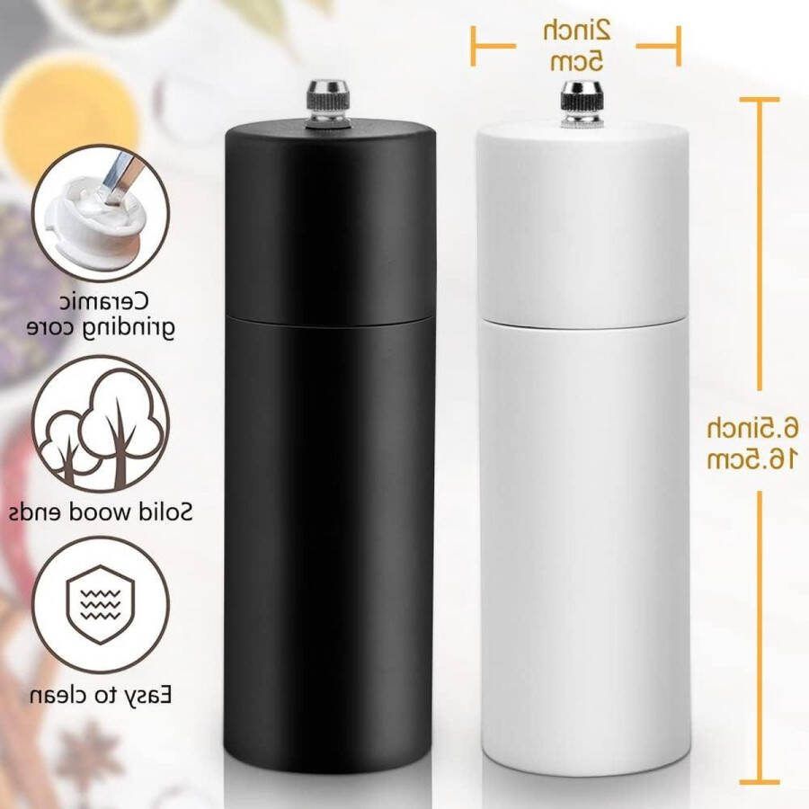 Zout- en pepermolen set van 2 Houten zoutmolen en pepermolen met keramische grinder Handmatige zout pepermolens met instelbare maalgraad voor zeezout chili. salt and pepper grinder set copper