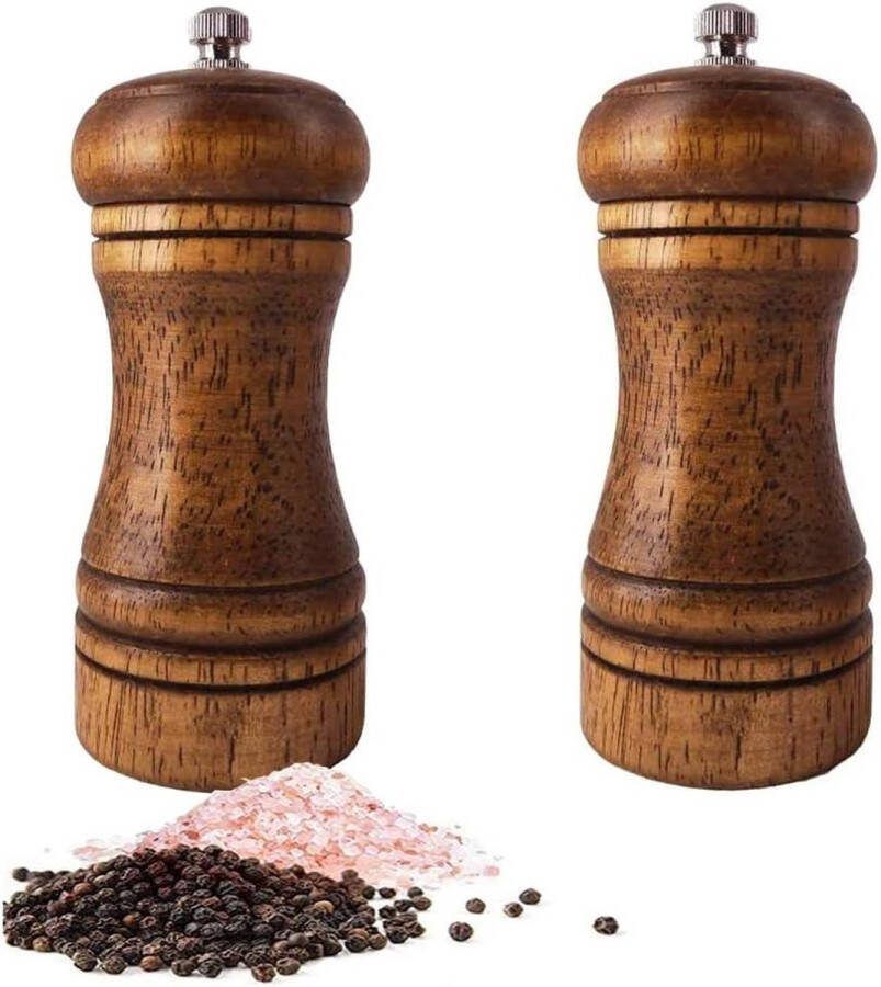 Zout- en pepermolen set van 2 peper- en zoutmolen kruidenmolen met keramische molen (hout S)