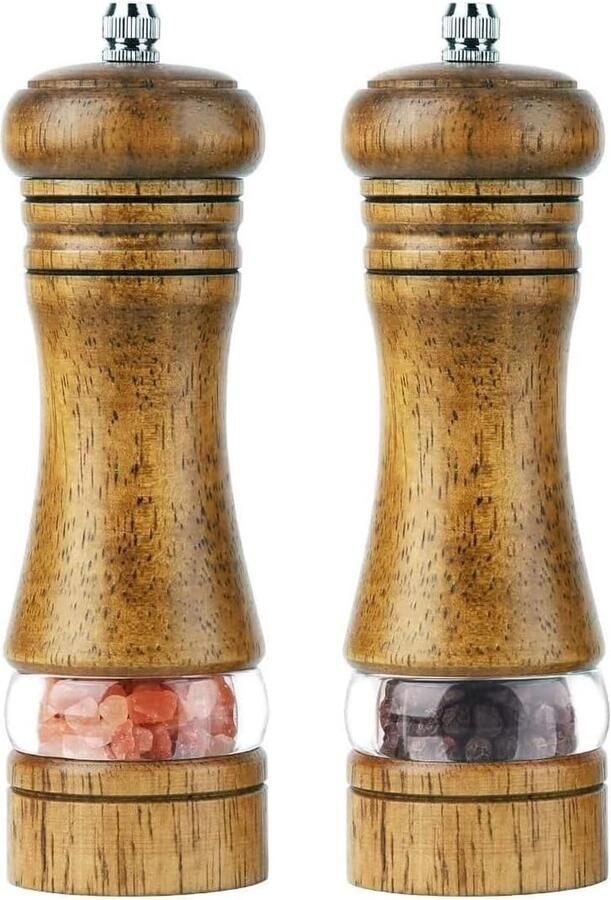 Zout en pepermolen set Zout en Peper Molen Sets Houten Met Rest 2 stks 6.5 X2 Handmatige Zout en Peper Grinder Verstelbare Keramische Slijpen Core Pepermolens Keuken Koken Levert Gift