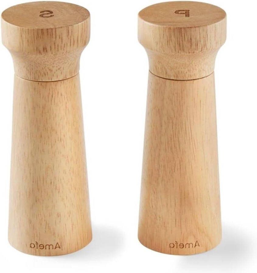 Zout- en pepermolen van hout keramisch maalwerk Modern design 15 cm 2-delig kruidenmolen voor zout en peper