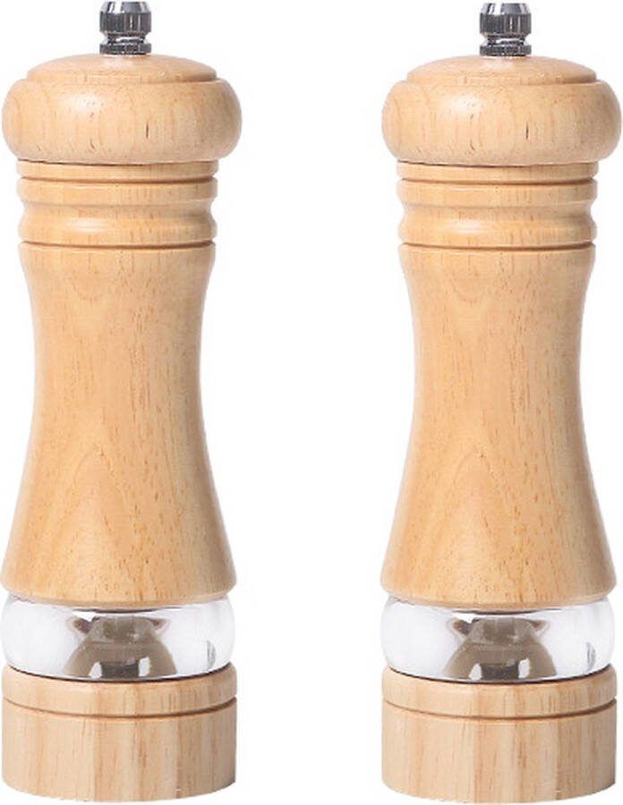 Zout- en pepermolenset premium houten pepermolen met kruidenmolen handmatige zoutmolen met instelbare keramische maalwerk