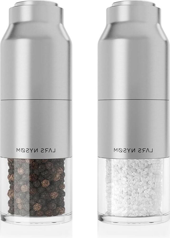Zout- en Pepermolenset Roestvrij Staal met Verstelbare Molen Fles Design Handleiding RVS Kruidenmolens Set