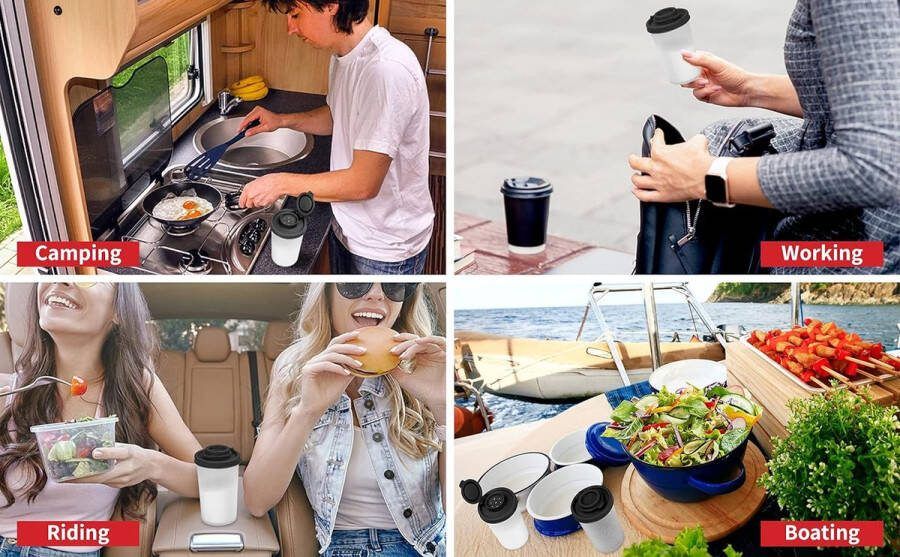 Zout- en pepershakers vochtbestendig set van 2 grote zoutvaatjes om mee te gaan kamperen picknick outdoor keuken lunchboxen reiskruidenset helder met zwarte deksels plastic