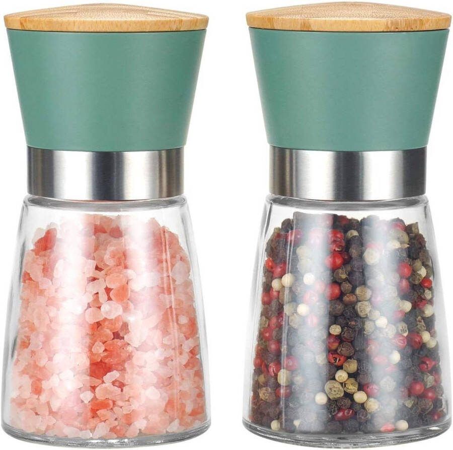 Zout- en peperslijpset eenvoudig te vullen en te gebruiken keramische slijpmachines grote capaciteit verstelbare slijpmachine houten deksels keukenaccessoires Vucchini salt and pepper grinder set copper