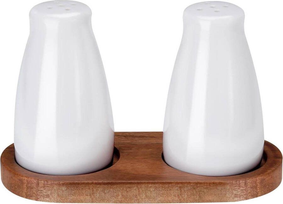 Zout- peperstrooierset 2 stuks 85 ml zoutvaatjes klein bamboe dienblad moderne witte kruidenstrooiers camping keuken BBQ camper tafeldecoratie keramiek 85 x 3 x 5 cm. Zoutpot