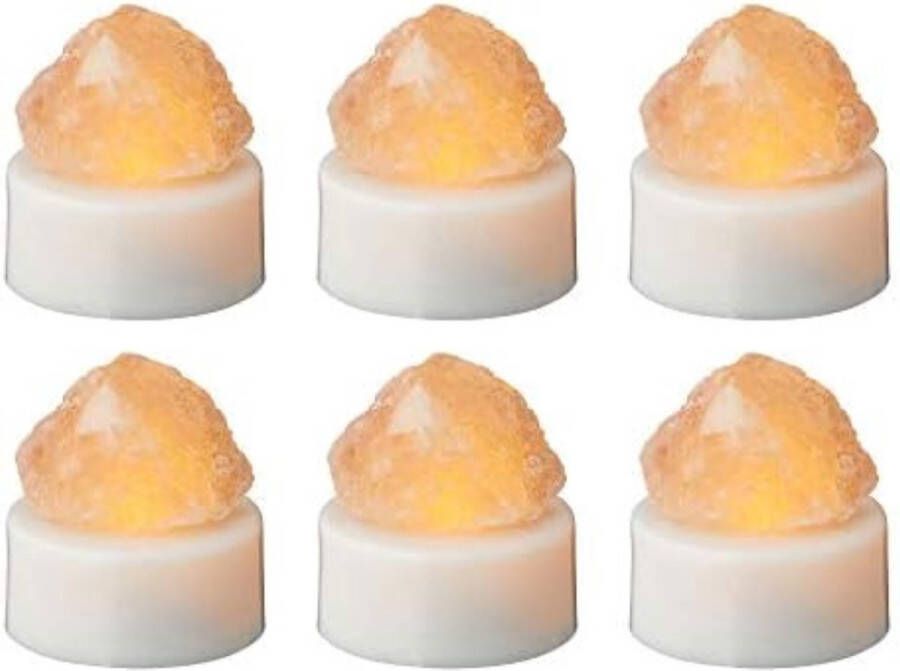 Zoutlamp Himalayazout Zoutlamp Nachtlampje Himalaya Zoutlamp Zoutsteen Lamp 1 x set van 6 LED-theelichtjes Himalaya-kristallen zout (1 x set van 6 LED-theelichtjes)